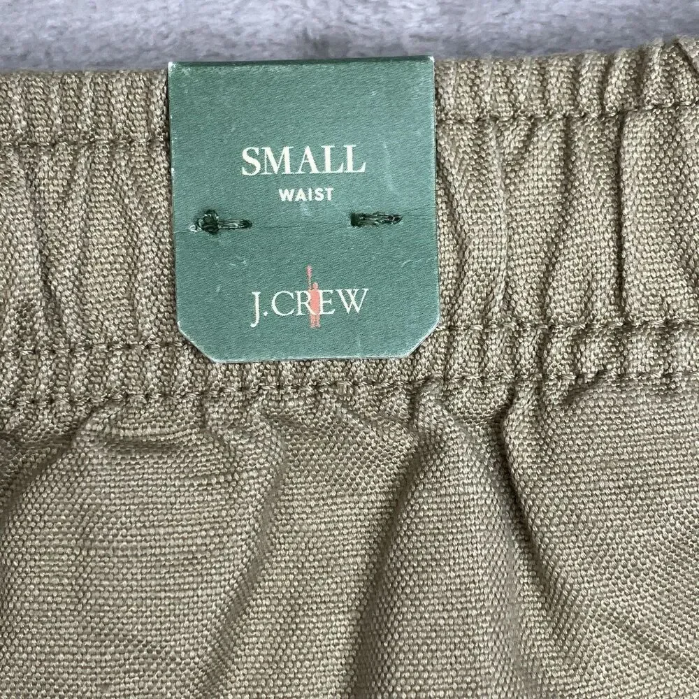 J Crew Pier Shorts Mens S Khaki Cotton Linen Blend 5.5” Drawstring Casual CH204